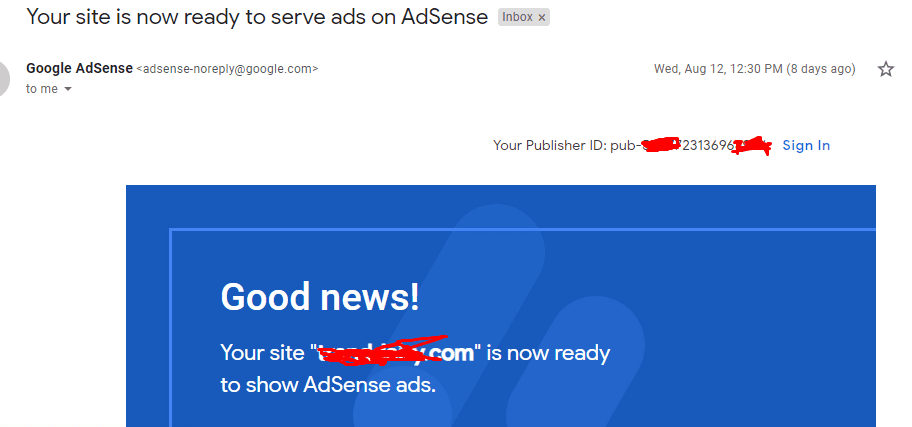 AdSense approval evidence 2